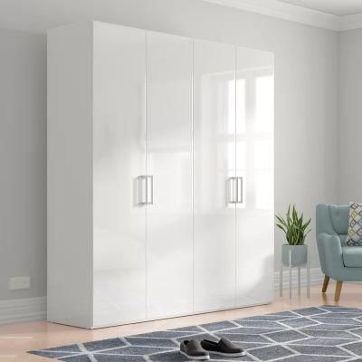 Wholesale White High Gloss Wooden Modern Bedroom Wardrobe Closet (HF-WF05144)