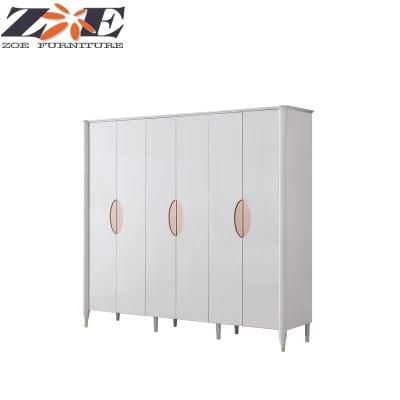 Modern Light Luxury Wooden High Gloss PU Painting Wardrobe with Stainless Mirror Strip