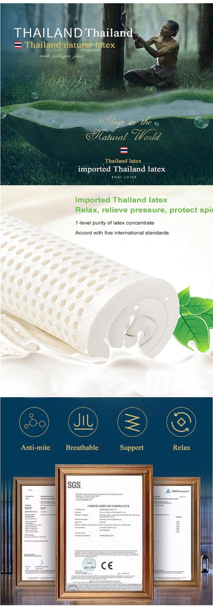 Resort Hotel Bedroom Latex Mattress Spring Compressed for Single Bed