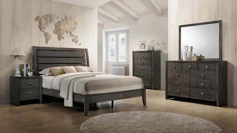 Nova Warm Brown Finish 4PCS Melamine Bedroom Set