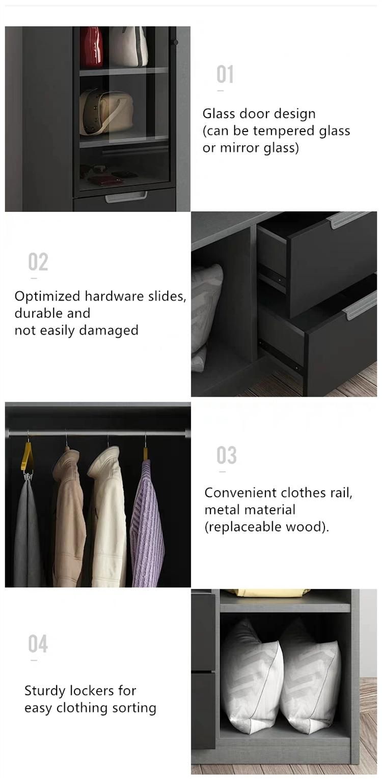 House Modern Design Wooden Living Room Bedroom Furniture Set Wood Closet Wardrobes