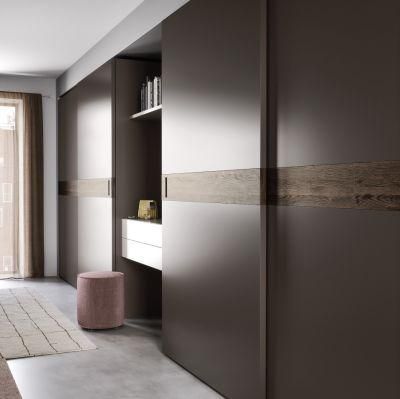 Modern Two Sliding Door Black Small Wooden Wardrobe