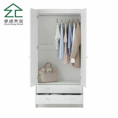 White Color Two Doors Two Drawers Closet with Handle and Hinge