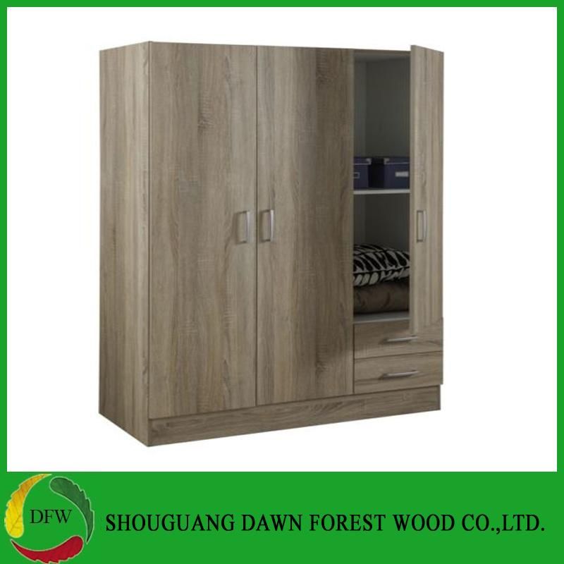 Wardrobe 3 Doors 2 Drawers Oak Color Wardrobe