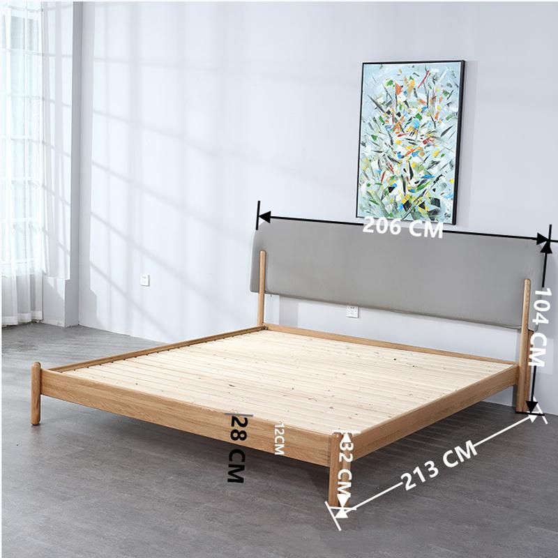 Bedroom Oak Double Pillar 1.8m Solid Wood Double Bed 0065
