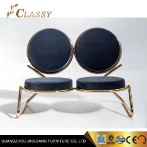 Creative Love Seat Dark Blue Fabric Upholstered Bar Stool