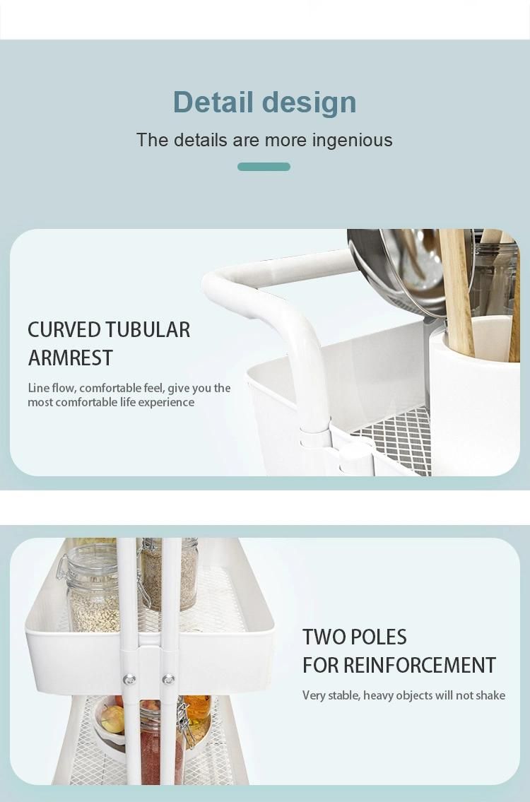 High Quality Home Kitchen Cart Metal 3-Tier Rolling Utility Cart