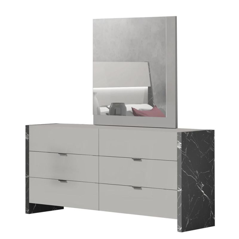Nova Bedroom Furniture Sets High Gloss Mirror Dresser with 6 Drawer