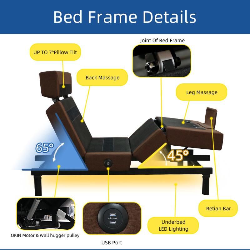 Luxury Adjustalbe Bed with LED Light