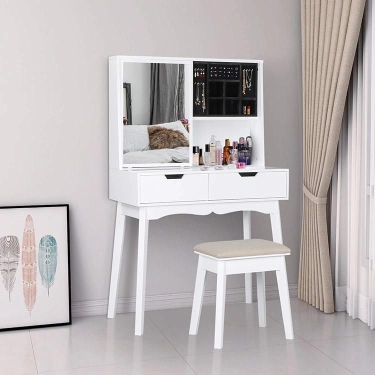 Modern Minimalist Wood Dresser with Drawers and Mirror