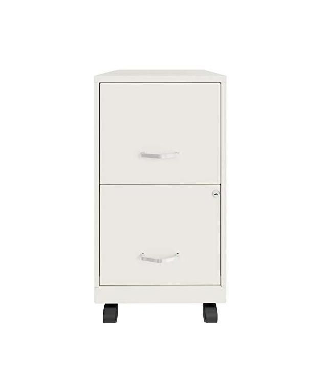 2 Drawer Metal Mobile File Cabinet with Lock, Steel File Cabinet with Four Wheels Small Filing Storage