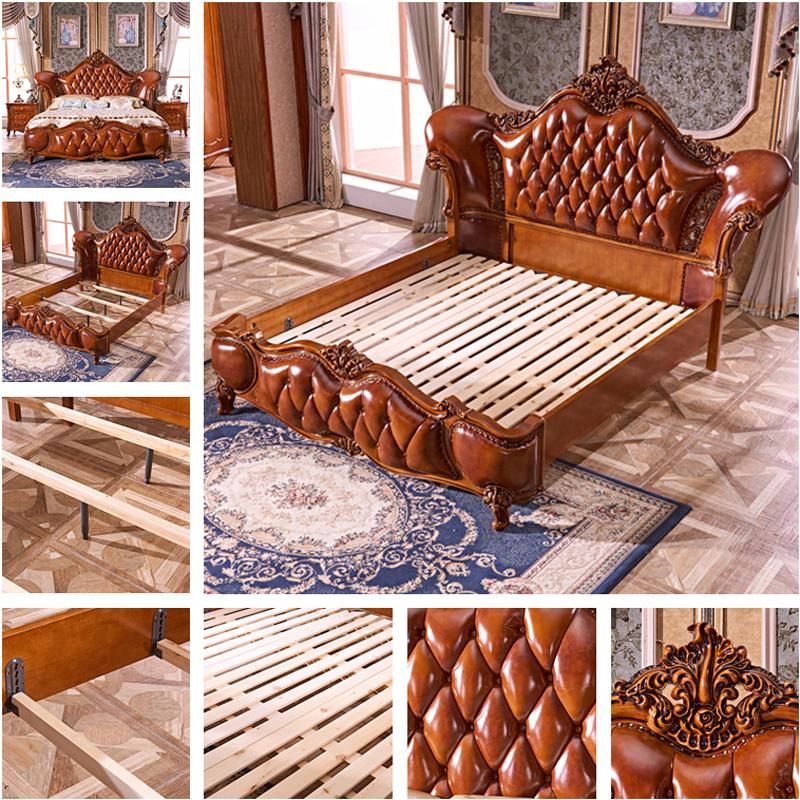 Wholesale Antique Bedroom Furniture Set with Wood Bed and Wardrobe