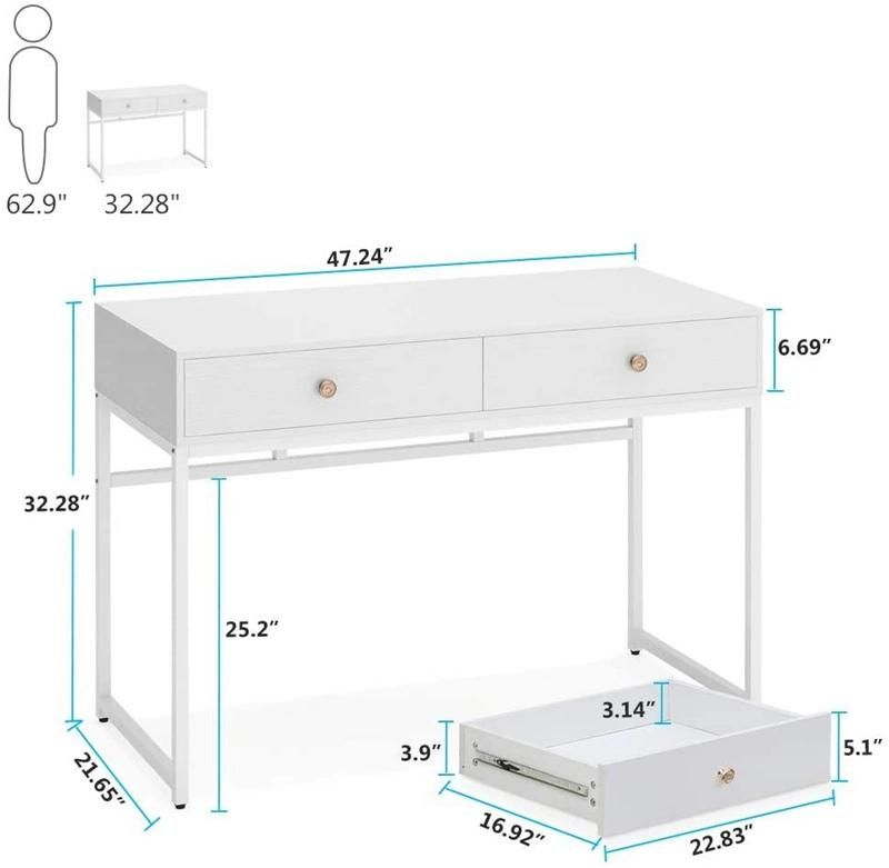 Simple White Study Bedroom Storage with Drawer Dressing Desk 0313