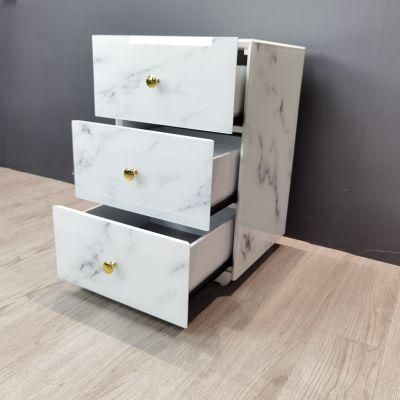 Excellent Workmanship Hot Sale Marble Glass White Bedside Table