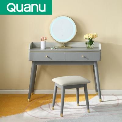 126901 Luxury Modern Makeup Furniture Dressing Table with LED Lighted Mirror and Stool