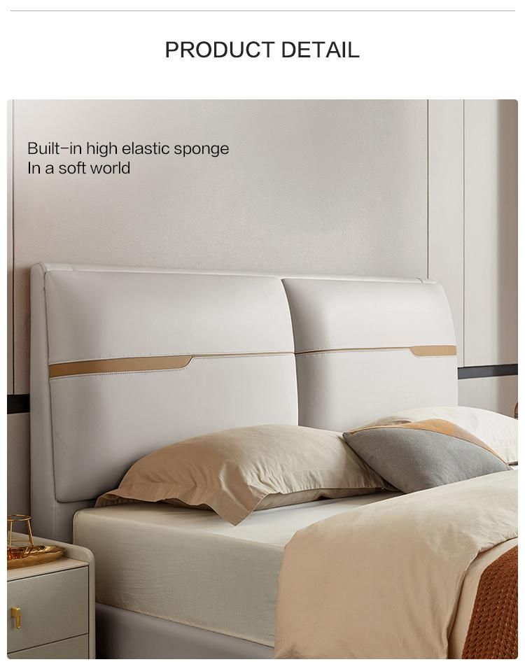 Linsy Luxury Comfortable PU Leather Bed King Size Metal Double Bed R250