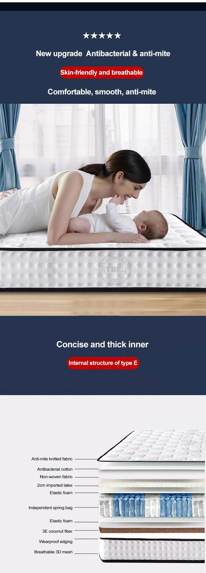 Resort Hotel Thickened Spring Mattress Foam Comfortable for Double Bed