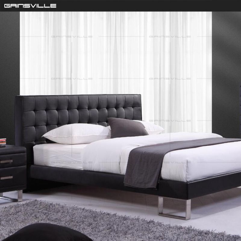 Home Furniture New Design Luxury King Size Bed with Stainless Steel Legs Gc1633