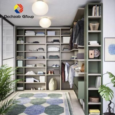 Simple Design Walk in Cupboard Clothes Wardrobe with Glass