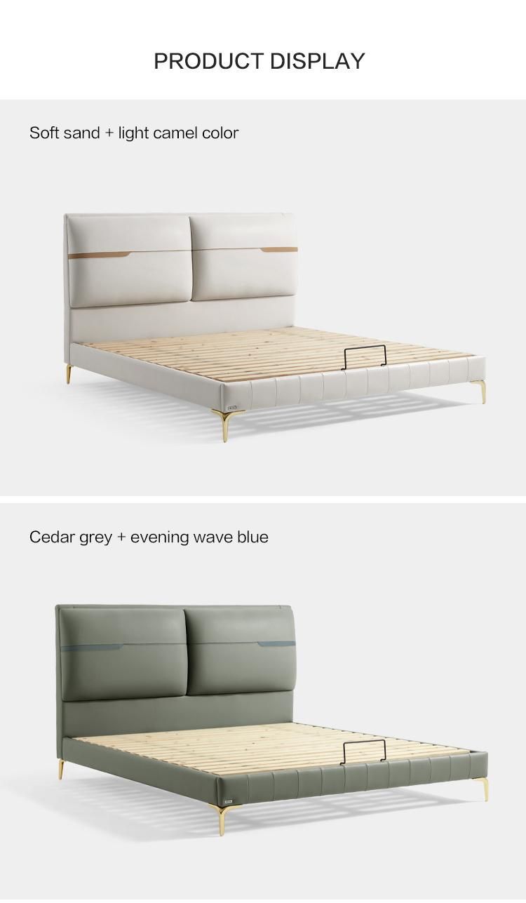 Linsy Luxury Comfortable PU Leather Bed King Size Metal Double Bed R250