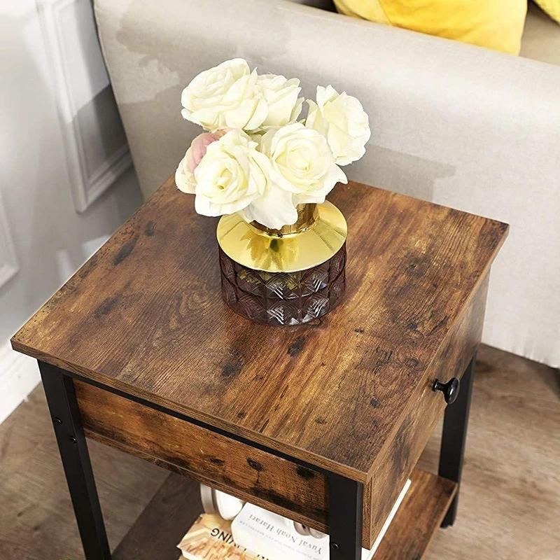 Nova Industrial Style Easy Assembly Bedroom Table End Table Cabinet