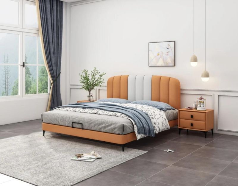 Custom Made Modern Simple High Quality PU Leather Double Bed