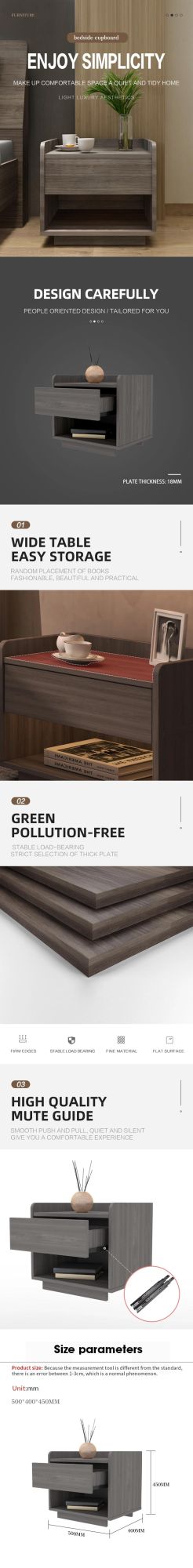 Living Room Bedroom Furniture Simple Wooden Bedside Table Nightstand