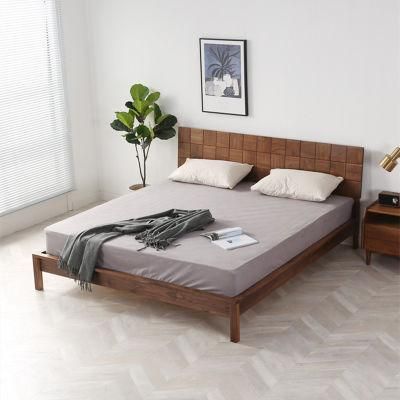 Nordic Black Walnut Log Solid Wood Cherry Wood Double Master Bedroom Simple Wedding Bed 0024