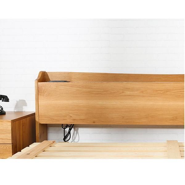 Eco-Friendly Solid Wood Double Bed Bedroom Bed Socket Bed