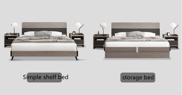 Light Luxury Style Creative Plaid Black Color Backrest Bedroom Furniture King Queen Size Beds