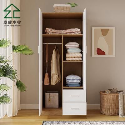 White Color Two Door Wardrobe with Hinge and Handle
