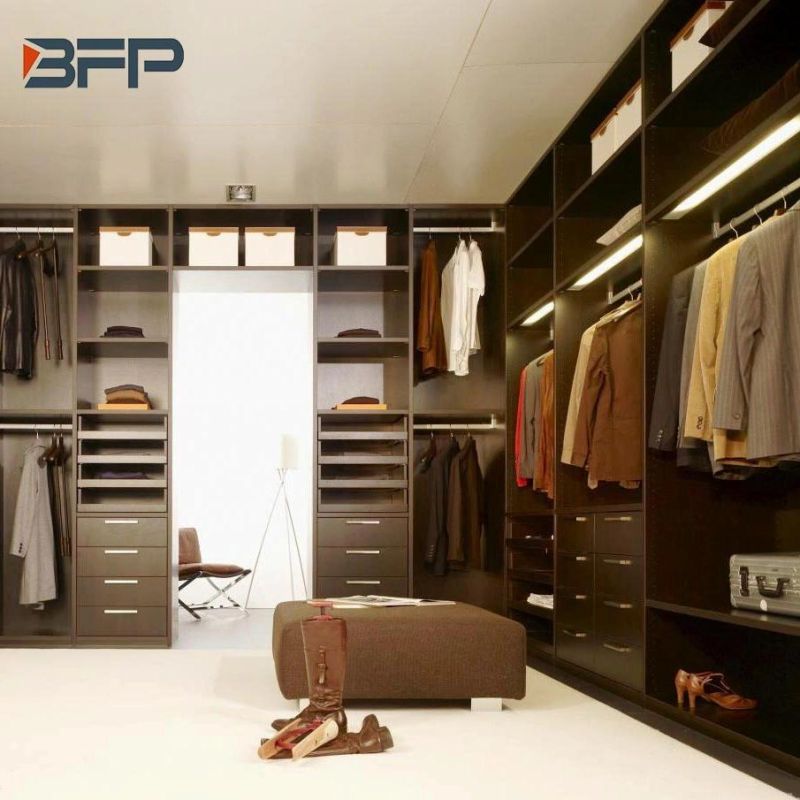 Customized Men′s Bedroom Closet with Dark Color
