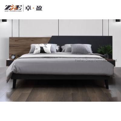 Modern Home Bedroom Furniture MDF Wooden King Size Bed with 2 Night Stands