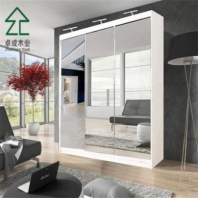 Wardrobe with Hanging Rail 160cm 203cm Wide LED Light Bedroom Furniture