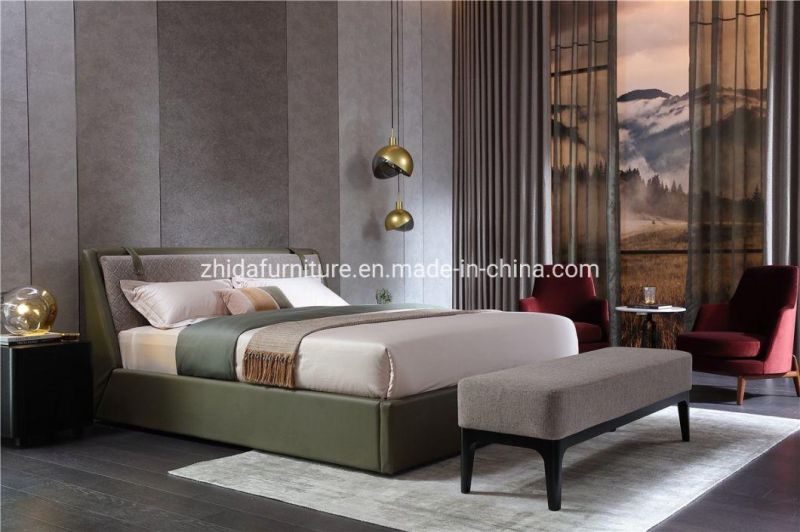 Bedroom Furniture Upholstered King Size Microfiber Bed with Storage