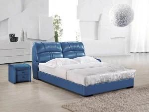 Euro Hot Sale New Design Bedroom Solid Wood Leather Bed