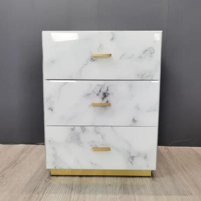 Hot Selling Advanced 3 Drawers Mirror Glass Bedside Table of Bedroom Furniture