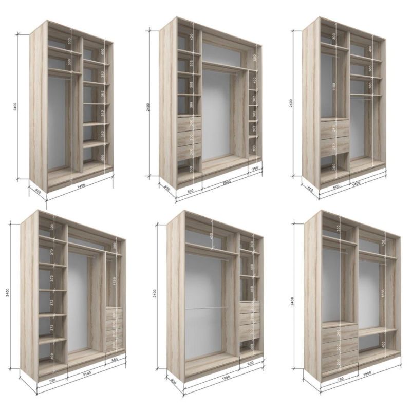 Custom Luxury Double Sliding Door Wardrobe Storage Clothes Design