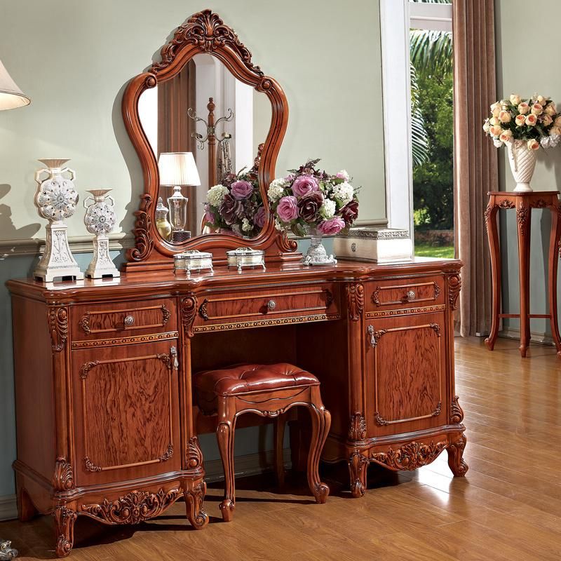 Bedroom Furniture Wood Dresser Table with Dresser Stool in Optional Furniture Color