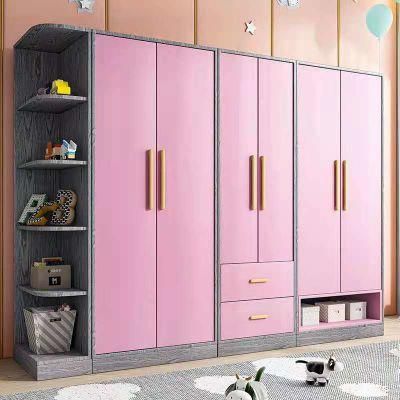 Modern Simple Design Cute Pink Open Door Children&prime; S Wardrobe