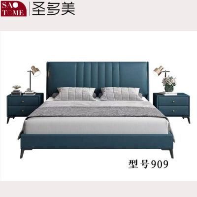 Modern Bedroom Furniture Peacock Blue Tech Fabric Double Bed 1.5m 1.8m