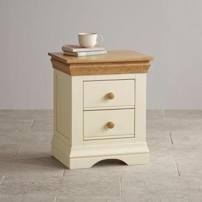 Painted White Oak Solid Wood 2 Drawers Bedside Nightstand