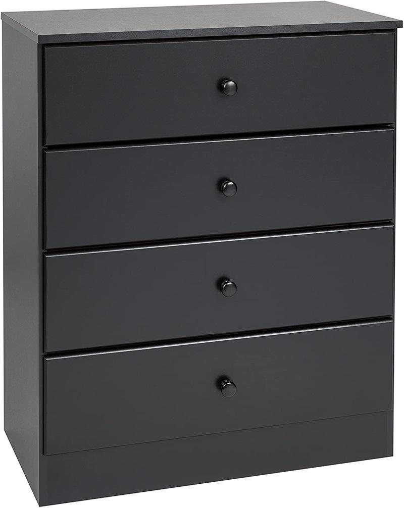 Black Wooden Cabinet with 4 Drawer Dresser