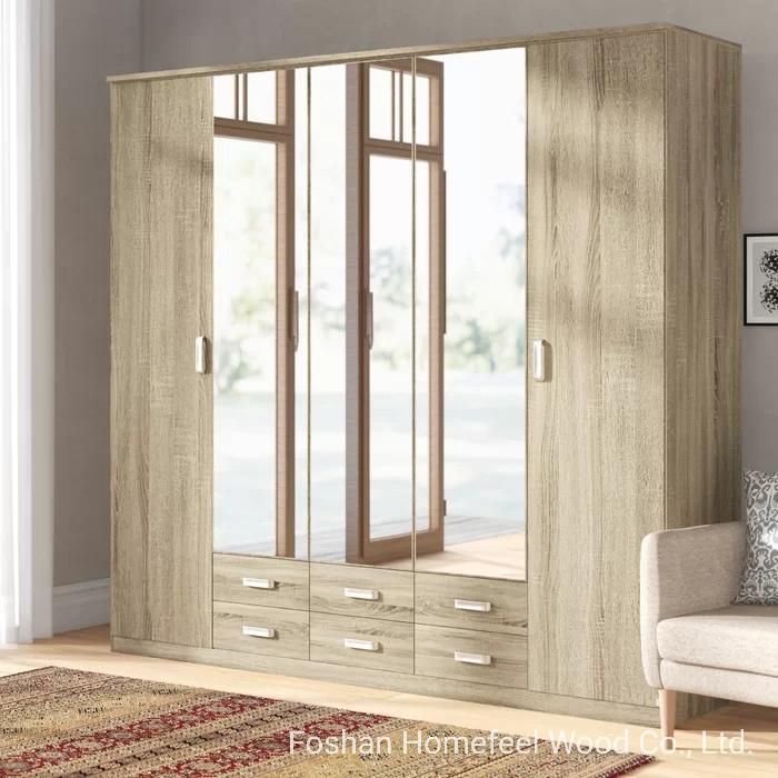 Factory Direct All Wood Mirror Door Closet Wardrobe with Drawer Storage (HF-WF0313)