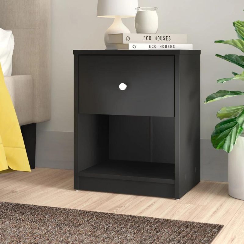 Black Wooden Nightstand for Bedroom