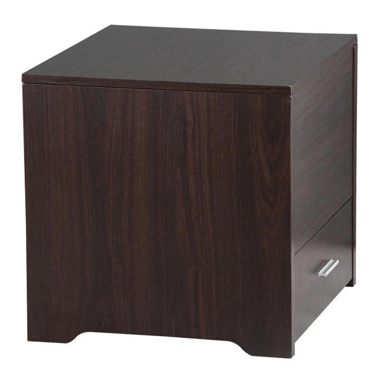 Black Wooden Nightstand with Two Drawers