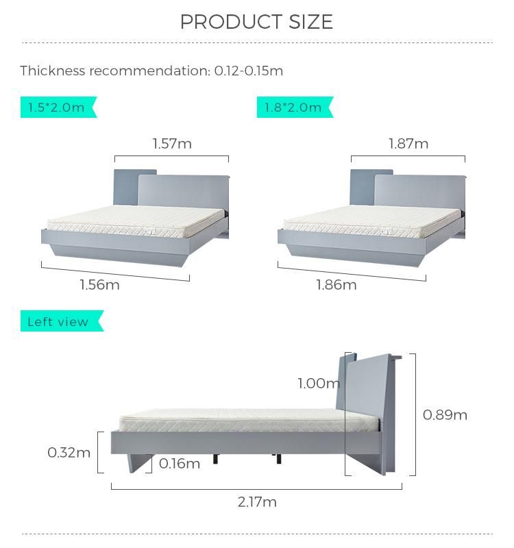 Linsy Wood Bedroom Furniture Nordic Wooden Kingsize Double Bed FT1a