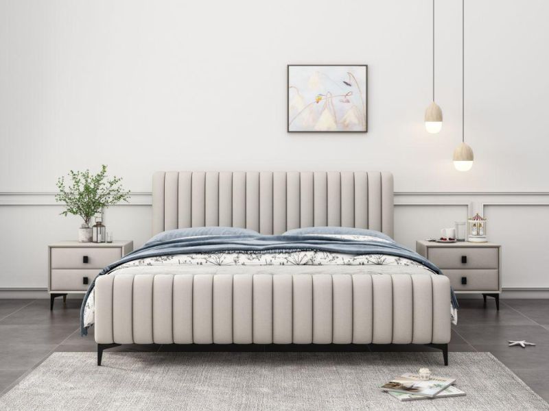 Newest Home King Size Bed High Quality Leather Wooden Bed