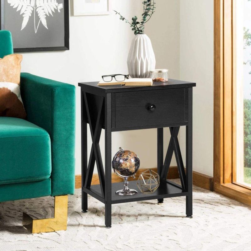 Nova X Design Farmhouse Style MDF Bedside Table Nightstands