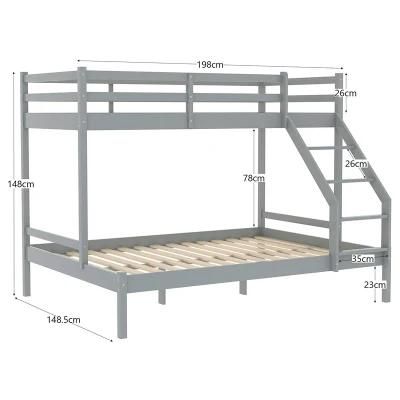 Large Size Bunk Bed Wooden Double Layers Bedroom Furniture Kids Bed